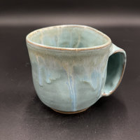 Handmade Blue Ceramic Hand-warmer Mug