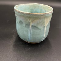 Handmade Blue Ceramic Hand-warmer Mug