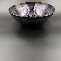 Handmade Large Black and Purple Ceramic Serving Bowl