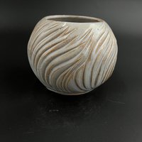 Handmade Carved Ceramic Moon Vase