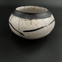White Crackle Ceramic vase - Raku fired