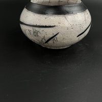 White Crackle Ceramic vase - Raku fired