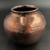 Handmade Iridescent Copper Ceramic Vase - Raku fired