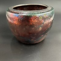 Handmade Iridescent Copper Ceramic Vase - Raku fired