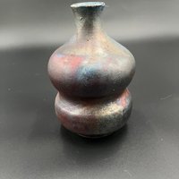 Handmade Irridescent Matte Bubble Vase - Raku fired