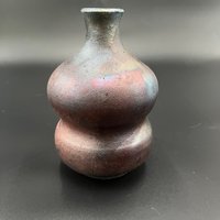 Handmade Irridescent Matte Bubble Vase - Raku fired