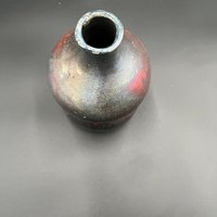 Handmade Irridescent Matte Bubble Vase - Raku fired
