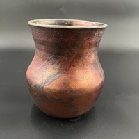Handmade Irridescent Copper Matte Vase - Raku fired