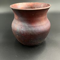 Handmade Irridescent Copper Matte Vase - Raku fired