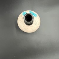 Blue and White Crackle Ceramic Bottle vase - Raku fired