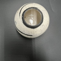 Handmade Black and White Crackle Ceramic vase - Raku fired