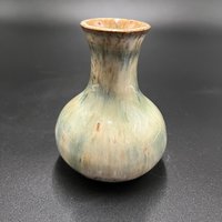 Handmade Green and Cream Ceramic Bud Vase