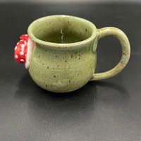 Handmade Green Ceramic Mushroom Mug