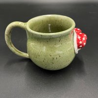 Handmade Green Ceramic Mushroom Mug