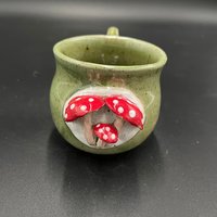 Handmade Green Ceramic Mushroom Mug