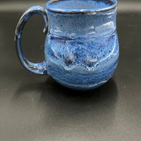Large Handmade Dripping Blue Ceramic Caffeine Mug