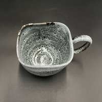 Large Square Handmade Black and White Ceramic Cat Mug