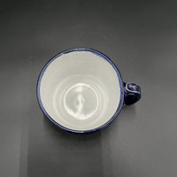 Handmade Carved Ceramic Cobalt Blue and White Mug