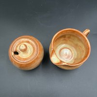 Handmade Golden Yellow Ceramic Cream and Sugar Set