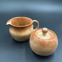 Handmade Golden Yellow Ceramic Cream and Sugar Set