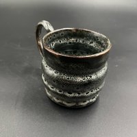 Small Handmade black and white ceramic mug