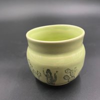 Handmade green ceramic cactus mug