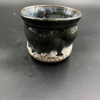 Handmade Handle-less Black and White Ceramic Cup