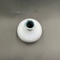 Handmade Carved Blue Ceramic Bud Vase