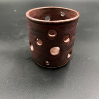 Hand Carved Copper Candle Holder