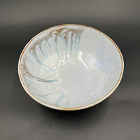 Hand-made Light Blue and Honey Serving Bowl