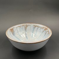 Hand-made Light Blue and Honey Serving Bowl