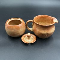 Handmade Golden Yellow Ceramic Cream and Sugar Set