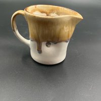 Handmade White and Golden Honey Ceramic Creamer