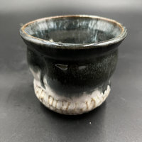 Handmade Handle-less Black and White Ceramic Cup