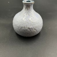 Handmade Carved Blue Ceramic Bud Vase