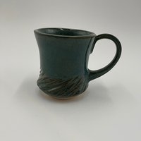 Handmade Carved Blue and Green Mug