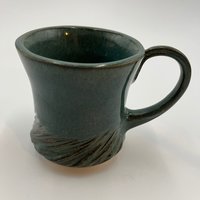 Handmade Carved Blue and Green Mug