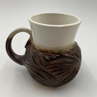 Large Handmade Carved Copper and White Mug