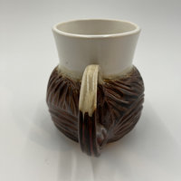 Large Handmade Carved Copper and White Mug