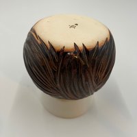 Large Handmade Carved Copper and White Mug