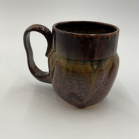 Handmade Earthy Red Carved Ceramic Mug with a lid