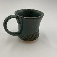 Handmade Carved Blue and Green Mug