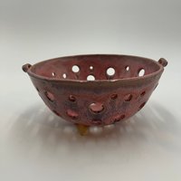 Hand-made Purple-Pink Pedestal Berry Bowl