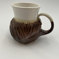 Large Handmade Carved Copper and White Mug