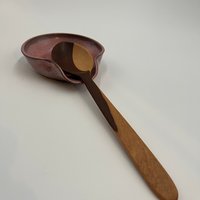 Handmade Pink-Purple Ceramic Spoon Rest
