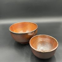 Wood fired, Hand made Ceramic Bowl Set - Earthy colors, rustic feeling