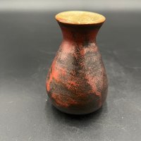 Handmade Black and Copper Ceramic Bud Vase