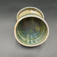 Handmade Wood fired Blue-Green Ceramic Butter Dish
