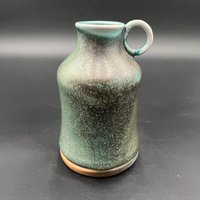 Hand-made Blue-Green Wood-fired Ceramic Bottle