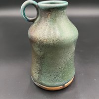Hand-made Blue-Green Wood-fired Ceramic Bottle